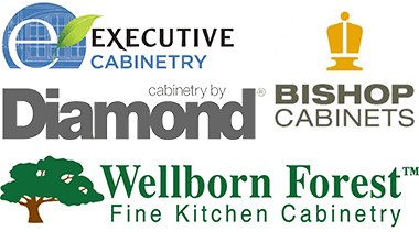 Executive Cabinetry, Diamond, Bishop Cabinets, and Wellborn Forest - logos