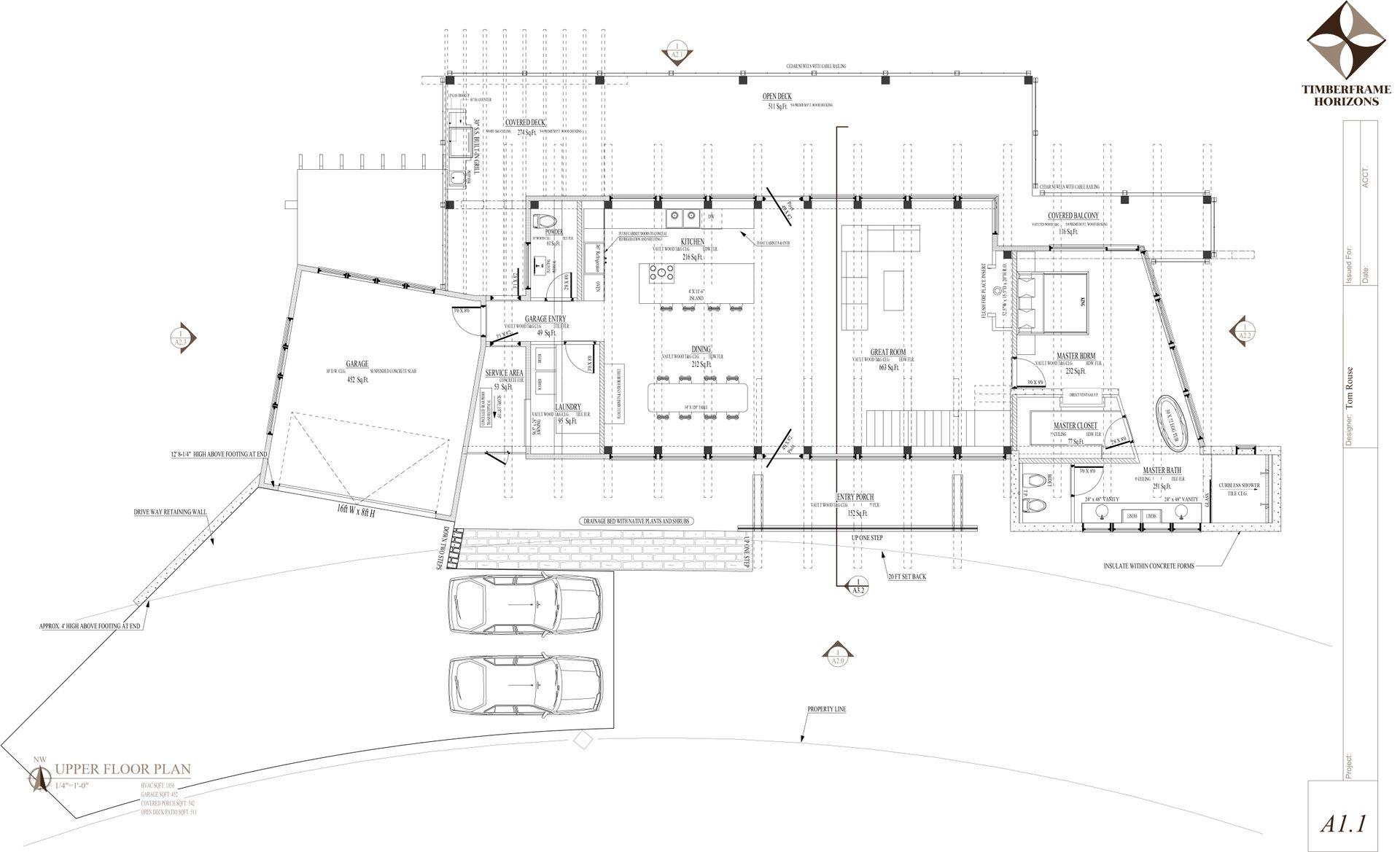 Architectural floor plan of a building, showing rooms, walls, furniture, and parking.