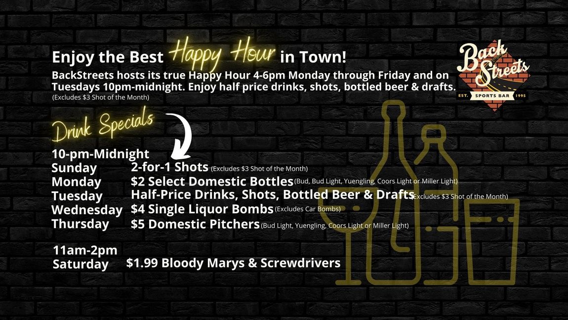 A sign that says enjoy the best happy hour in town