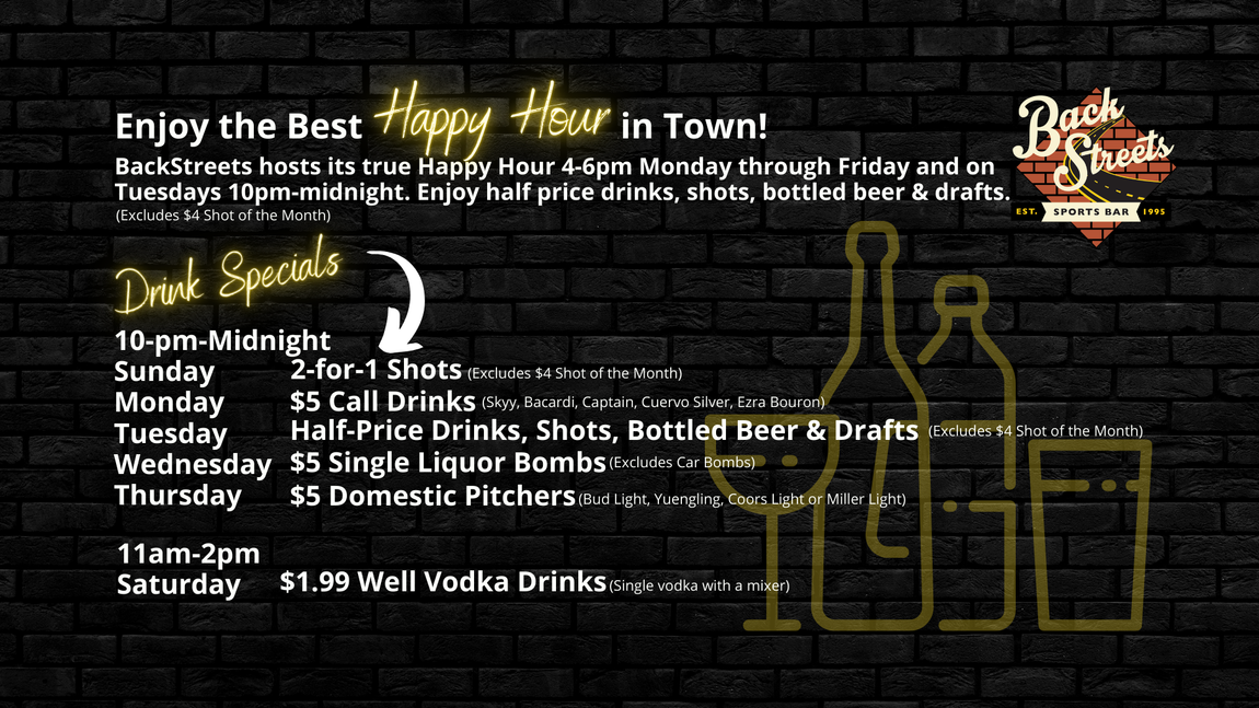 A sign that says enjoy the best happy hour in town