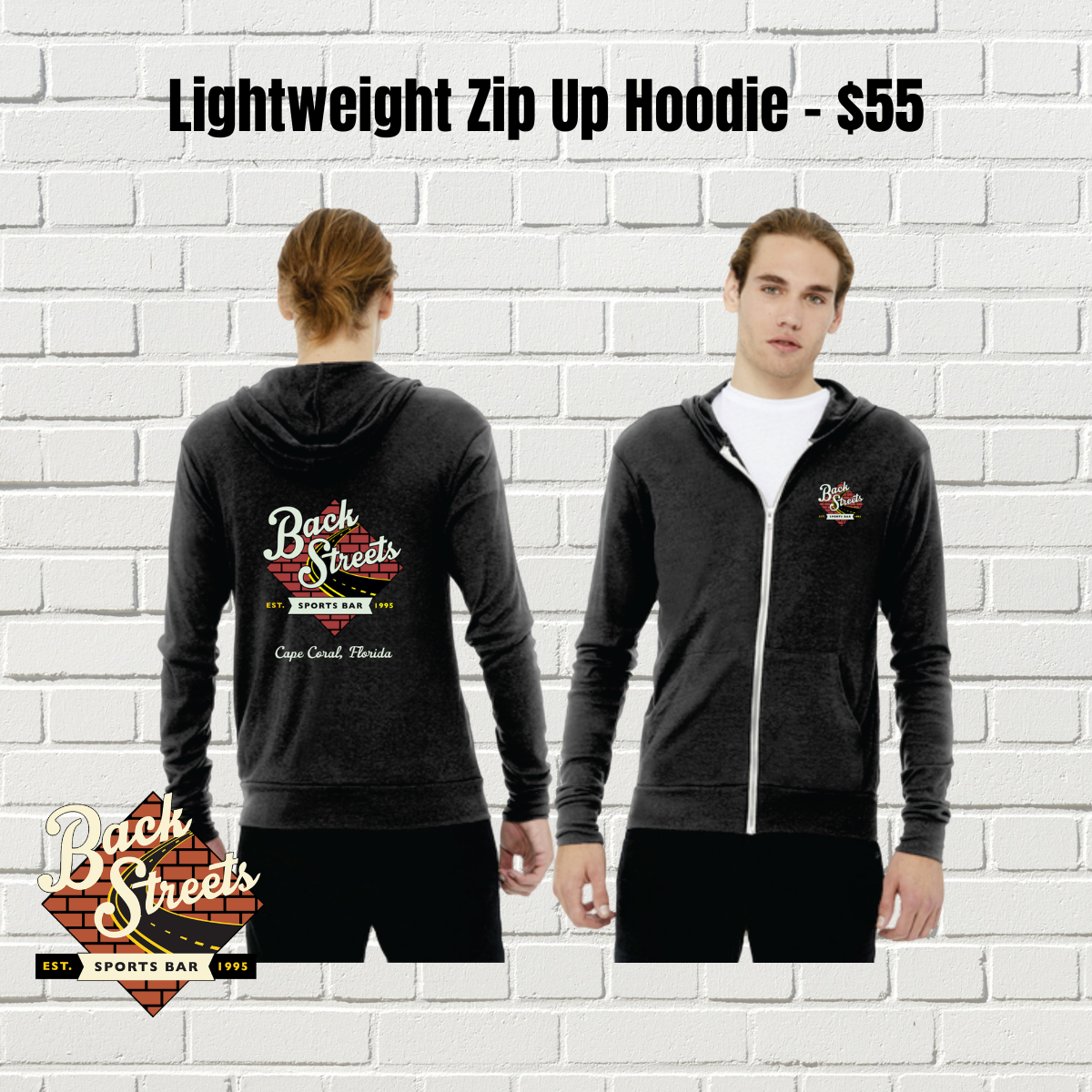 Charcoal Lightweight Zip Up Hoodie