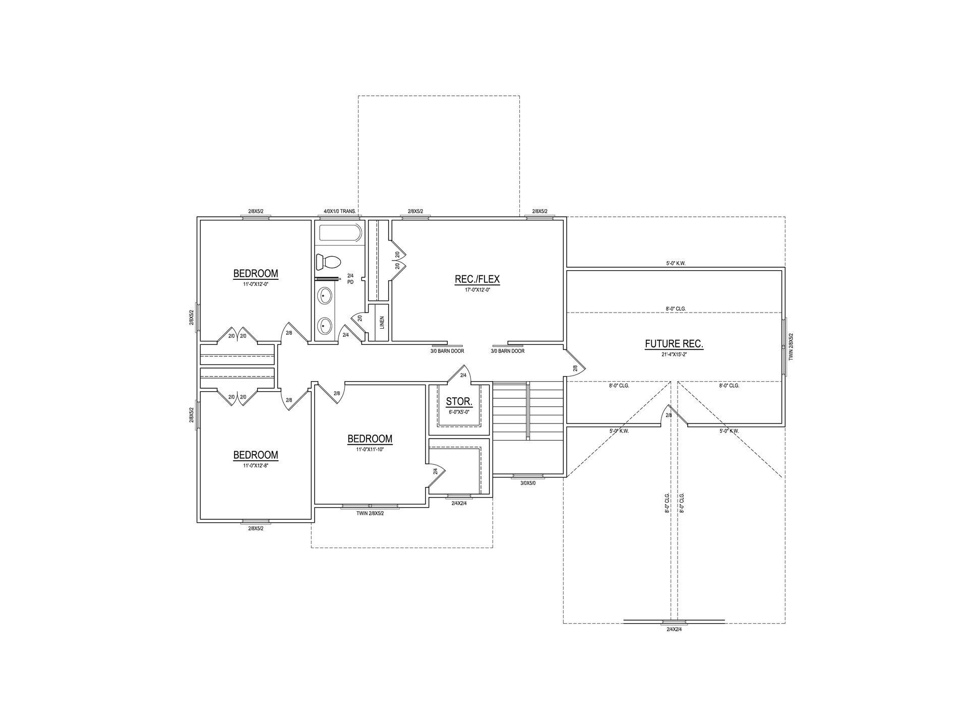 Black-and-white floor plan of a house with labeled rooms and layout lines