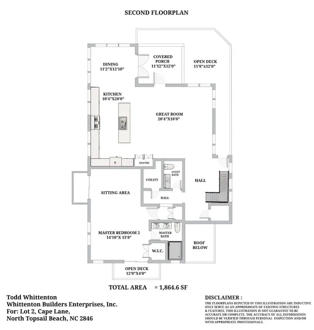Second-floor home layout blueprint with labeled rooms and measurements on a white background