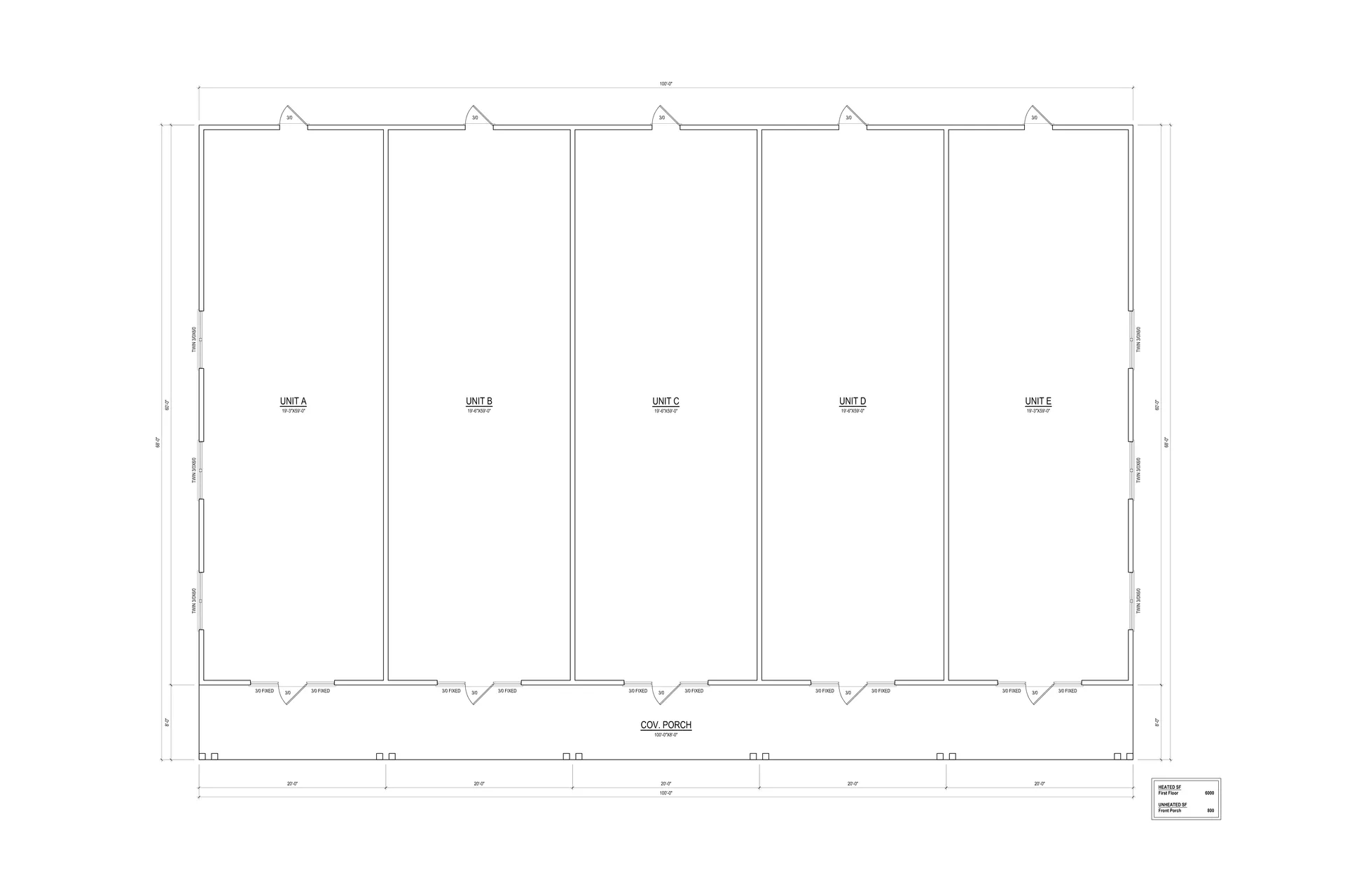 Floor plan of a five-room layout with measurements and walls marked in black on a white background