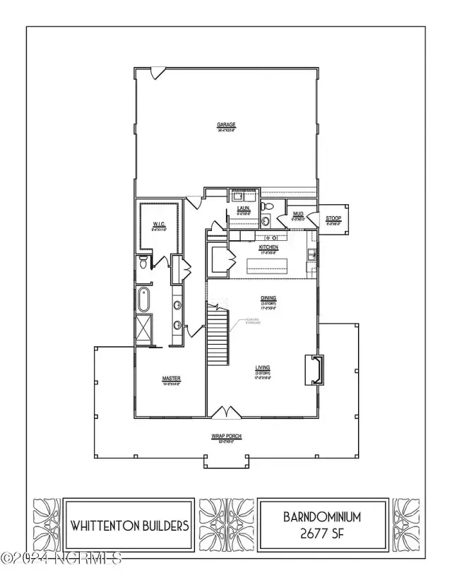 Black-and-white architectural floor plan labeled Whitestown Builders, bedroom and hallway layout.