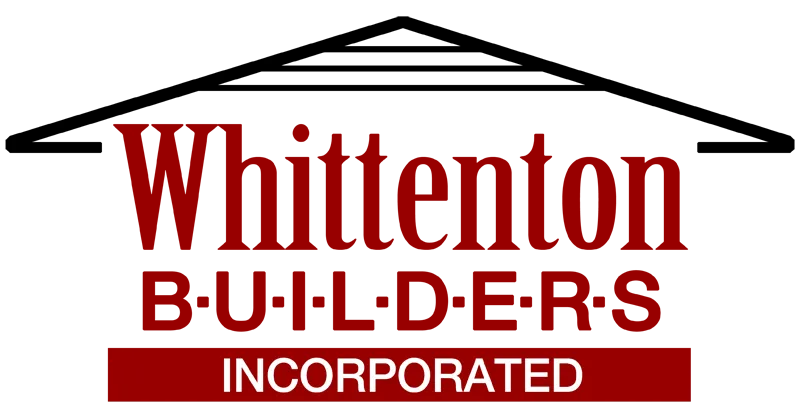 Logo for Whittenton Builders Incorporated featuring the company name in red serif font beneath a black roof icon.
