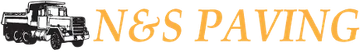 N&S Paving logo with a black truck and orange text on a white background
