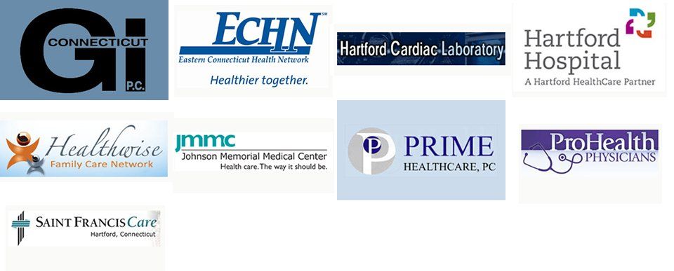 Connecticut GI, ECHN, Harford Cardiac Laboratory, Harford Hospital, Healthwise, JMMC, Prime Healthcare, ProHealth Physicians, Saint Francis Care