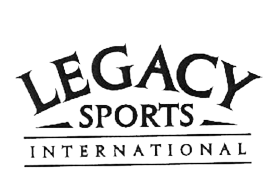 The logo for legacy sports international is black and white