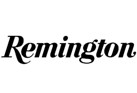 A black and white logo for remington on a white background.
