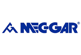 A meggar logo on a white background