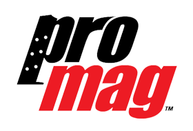 The pro mag logo is black and red on a white background