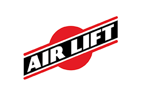 A red and black air lift logo on a white background