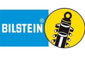 A blue and yellow logo for bilstein shock absorbers