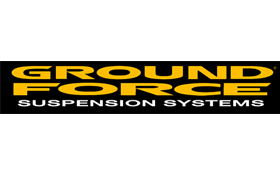 The logo for ground force suspension systems is yellow and black.