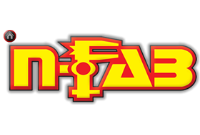 A yellow and red infab logo on a white background