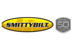 A logo for smithybilt for over 50 years