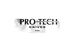 The logo for pro tech knives is on a white background.