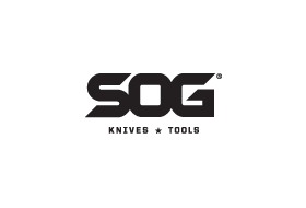 A black and white logo for sog knives and tools