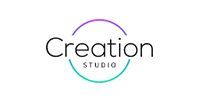 Creation Studio logo with black text and a purple-to-teal circular arc.