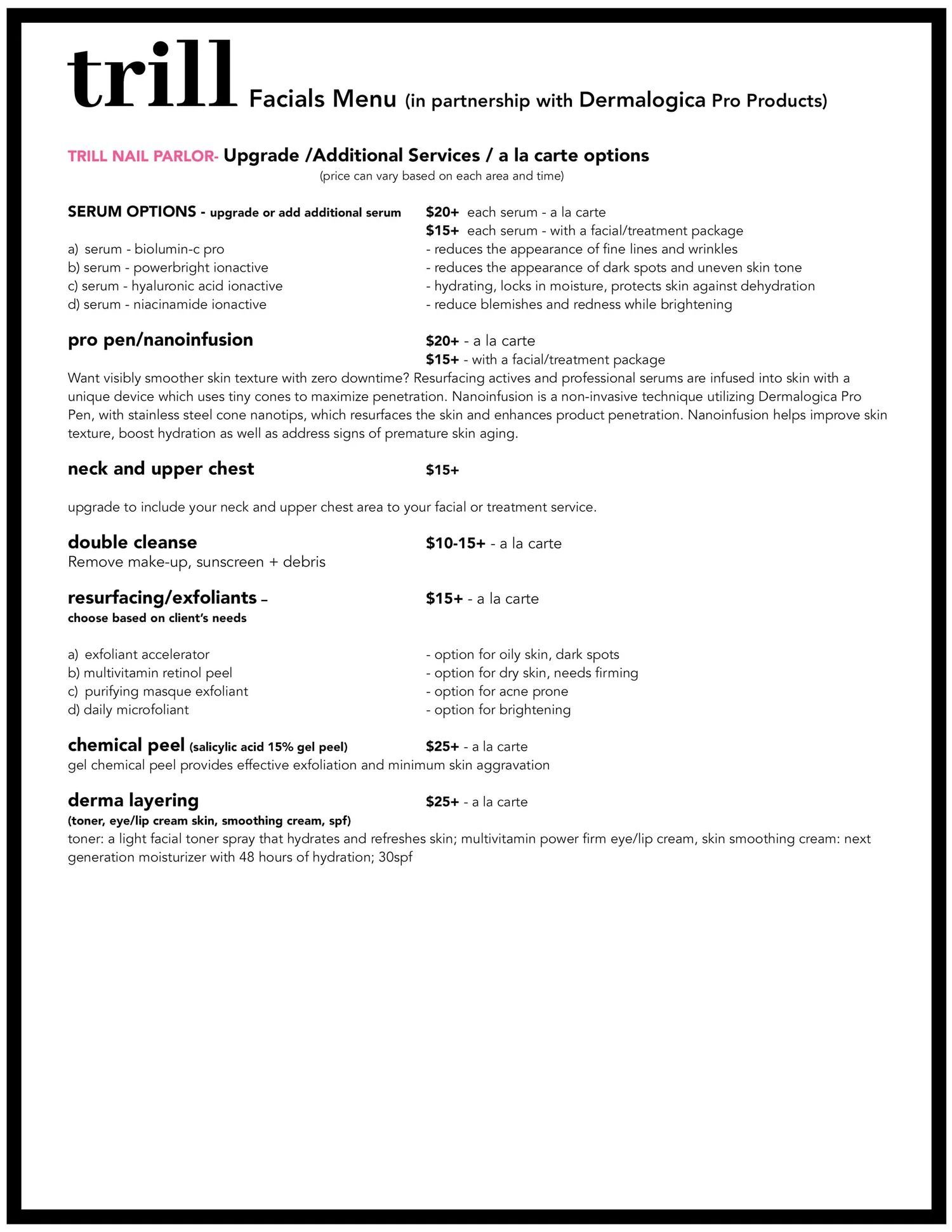 Blurry screenshot of a Trill medical form with black text on a white page and a black border