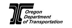 The oregon department of transportation logo is black and white.