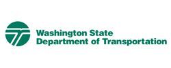 The logo for the washington state department of transportation is green and white.