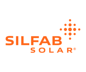 Logo for SILFAB SOLAR in orange text, with a cluster of orange dots.
