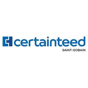 Certainteed Saint-Gobain logo in blue on a white background