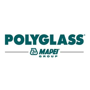 POLYGLASS and MAPEI Group logos in teal on a white background