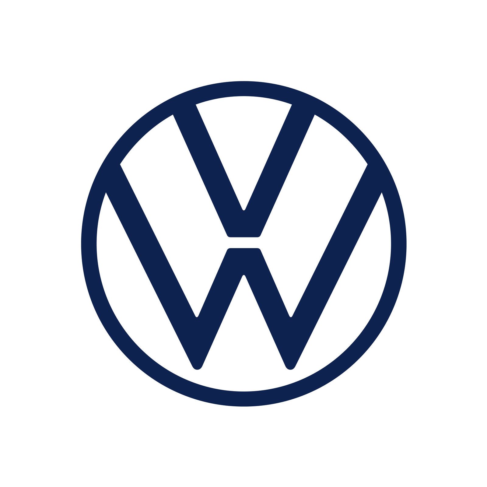 Dark blue Volkswagen logo in a circle.