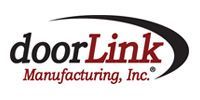 DoorLink Manufacturing, Inc. logo in black and red with a stylized black arc