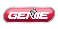 Genie logo in white and red on a rounded gray background