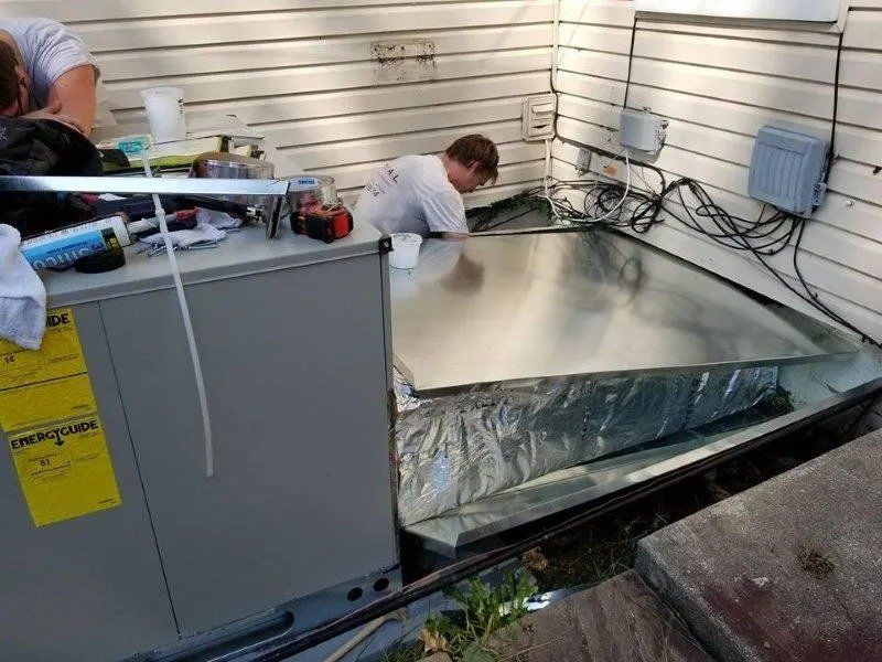 Backyard rooftop unit installation