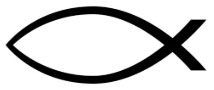 Black fish symbol with an open eye shape and crossing tail