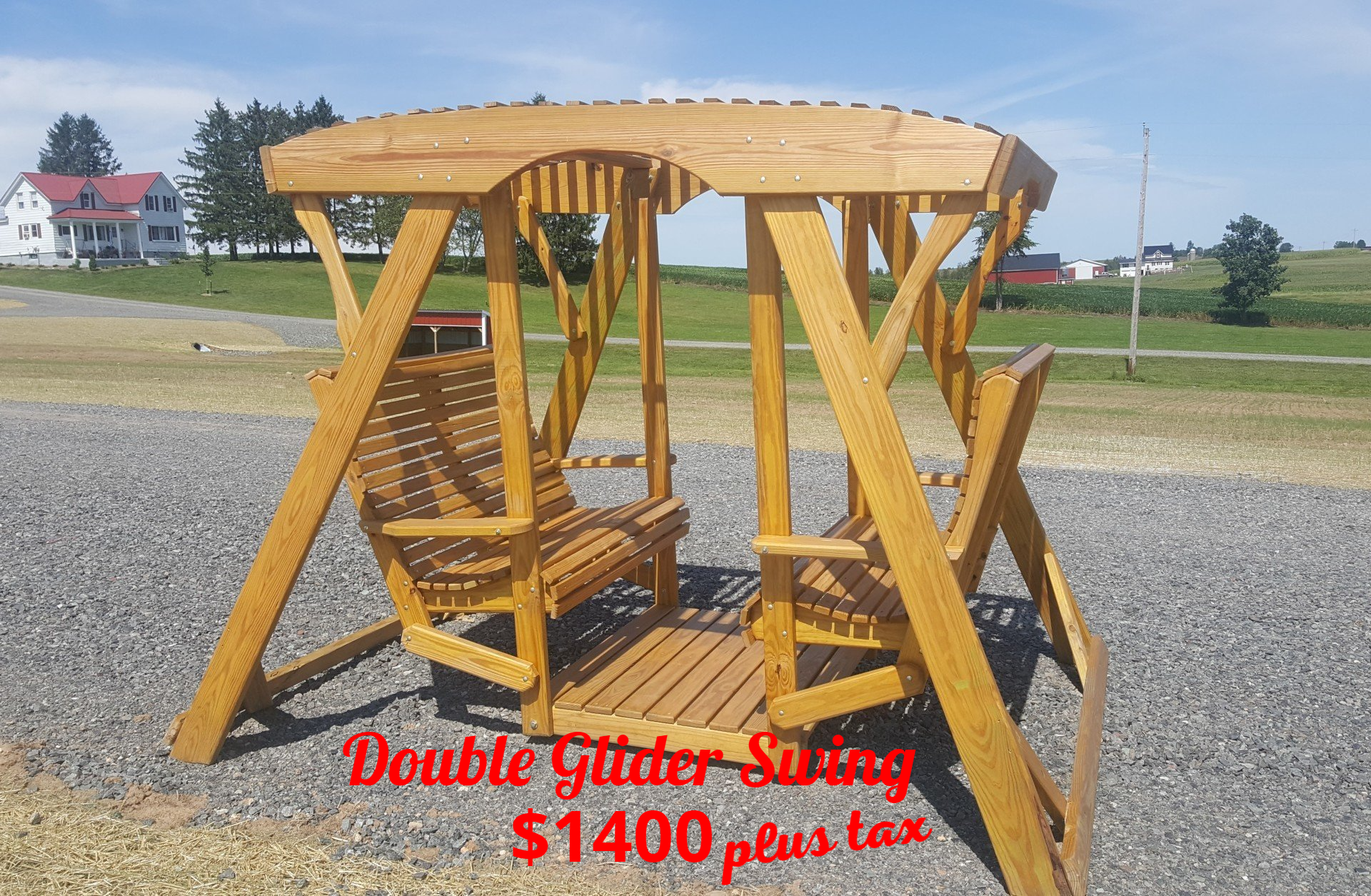 A double glider swing is for sale for $ 1400 plus tax