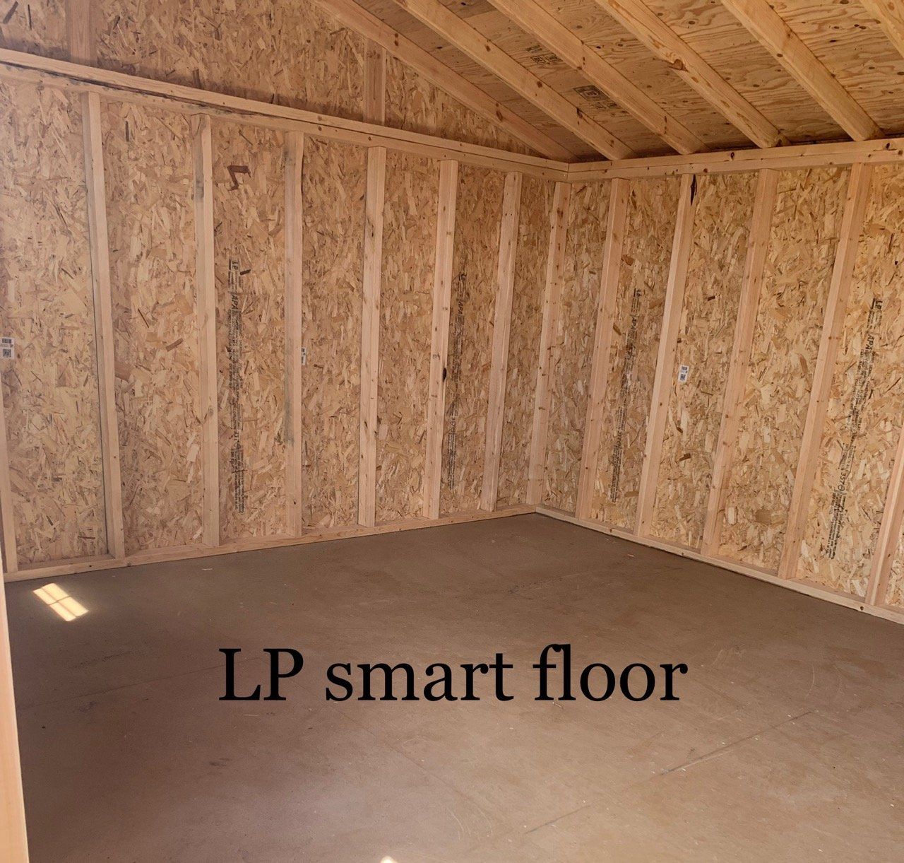 An empty room with the words lp smart floor above it