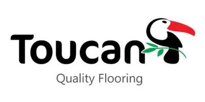 Toucan Quality Flooring logo with black text and a toucan bird graphic with green leaves.