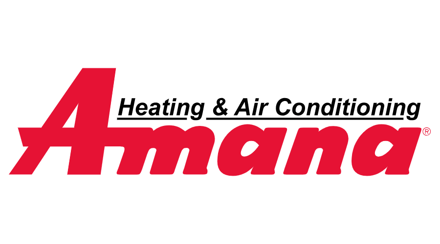 Amana Heating & Air Conditioning logo in red and black on a white background