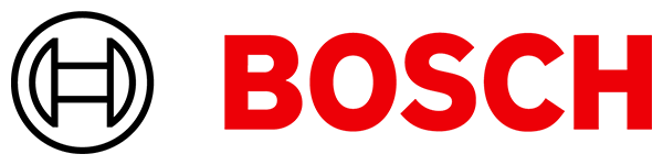 Bosch logo with black circular emblem and red “BOSCH” text on white background