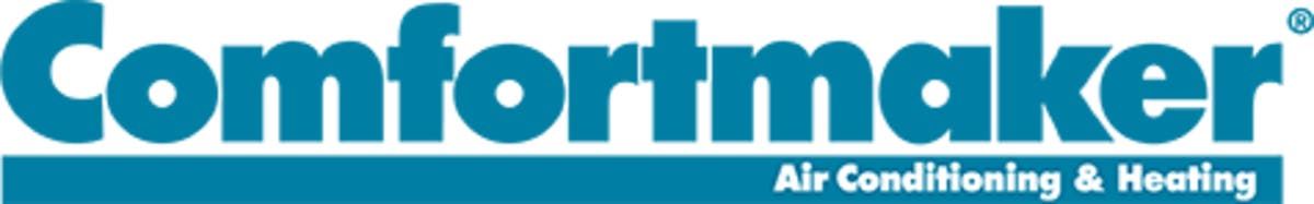 Comfortmaker logo in teal with “Air Conditioning & Heating” text on white background