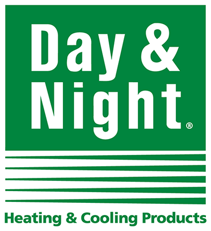 Day & Night Heating & Cooling Products logo on green background