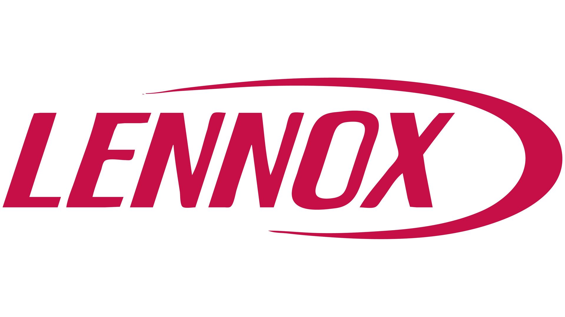 Lennox logo in red italic text with a swoosh on a white background