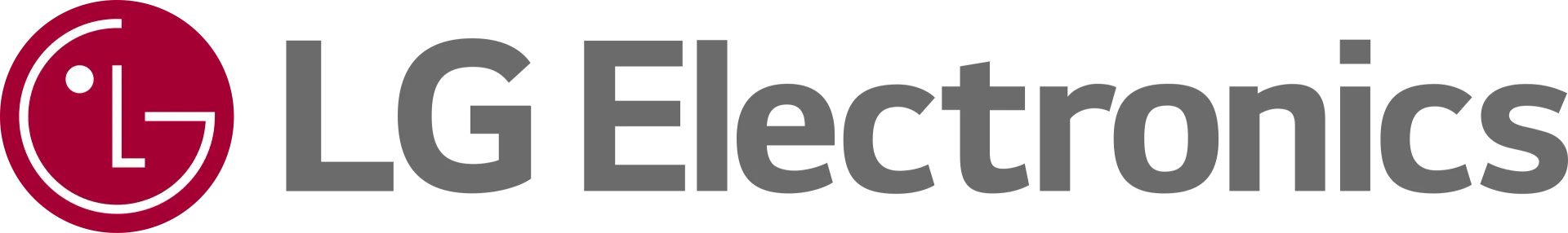 LG Electronics logo with red circular emblem and gray text on a white background