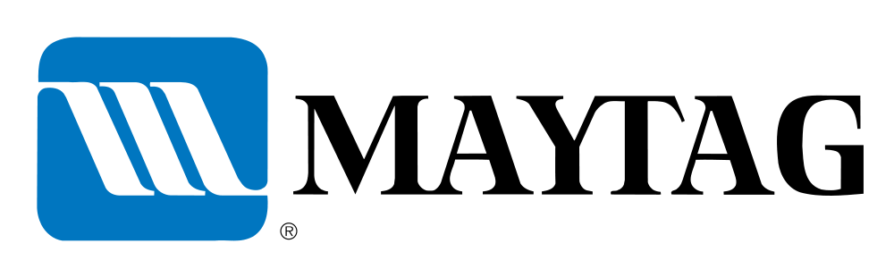 Maytag logo with blue square icon and black wordmark on white background