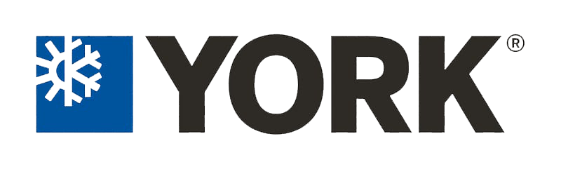 York logo with a white snowflake in a blue square and bold black text on a white background