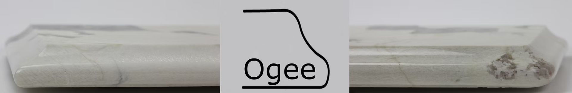 Two white objects with an ogee shape in between.