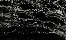 Black granite with swirling white and gray veins.