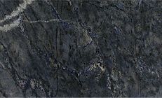 Dark gray granite with white and gold veining.