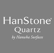 HanStone Quartz logo with white text on a gray background